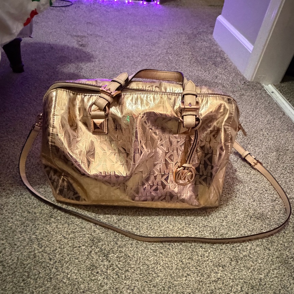 Michael Kors Rose Gold Metallic Large Handbag & Matching Wallet NWOT - Picture 8 of 15